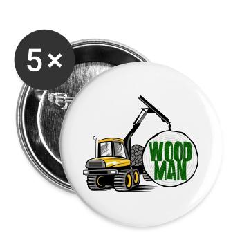 Woodman Spediteur, T-Shirts, Hoodies, Geschenke - Buttons groß 56 mm (5er Pack) - Weiß - Vorne