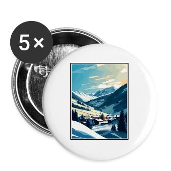 Saalbach Österreich Vintage Reiseposter Souvenir - Buttons groß 56 mm (5er Pack) - Weiß - Vorne