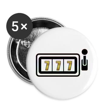 Spielautomat mit Jackpot (777) - Buttons groß 56 mm (5er Pack) - Weiß - Vorne