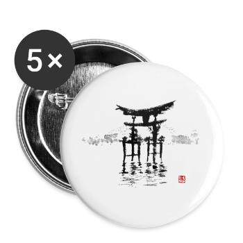 Die Torii des Itsukushima-Schreins im Nebel - Buttons groß 56 mm (5er Pack) - Weiß - Vorne