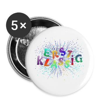 Erstklassig - Buttons groß 56 mm (5er Pack) - Weiß - Vorne