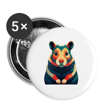 Hamster Cartoon Character Colorful Pet Animal - Buttons large 2.2''/56 mm (5-pack) - white - Front