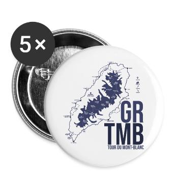 Tour du Mont Blanc GR TMB Trek Randonnée Alpes - Lot de 5 grands badges (56 mm) - blanc - Devant