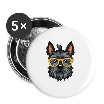 Scottish Terrier Hunderasse Aquarell Karikatur Kawa - Buttons groß 56 mm (5er Pack) - Weiß - Vorne