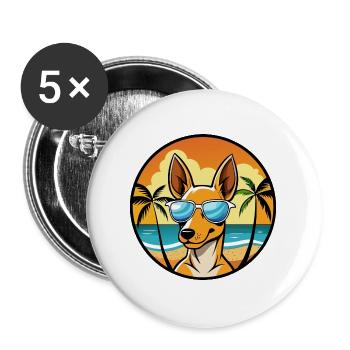 Podenco Ibizenco Hunderasse Cartoon Sonnenbrille Strand - Buttons groß 56 mm (5er Pack) - Weiß - Vorne