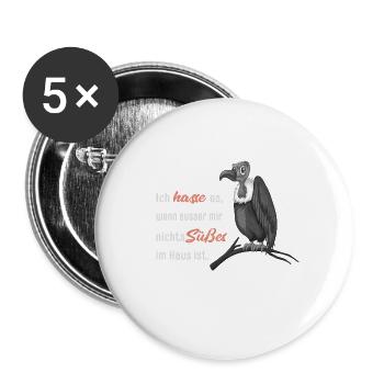 Ich hasse es Geier Humor lustige Sprüche - Buttons groß 56 mm (5er Pack) - Weiß - Vorne