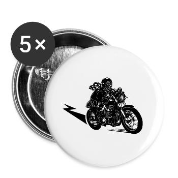 Motorrad Fahrer - Buttons groß 56 mm (5er Pack) - Weiß - Vorne