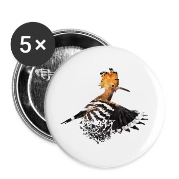 Wiedehopf (Upupa epops) Vogel des Jahres 2022 - Buttons groß 56 mm (5er Pack) - Weiß - Vorne