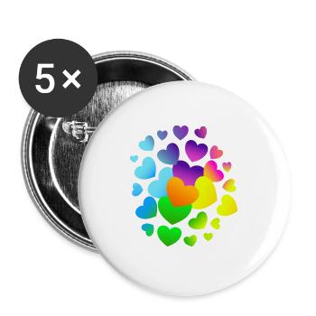 Herzen Herz viele Herzen - Buttons groß 56 mm (5er Pack) - Weiß - Vorne