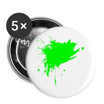 Fleck Bürste Farbe Gespritzt hellgrün Schmutz Grün - Buttons groß 56 mm (5er Pack) - Weiß - Vorne