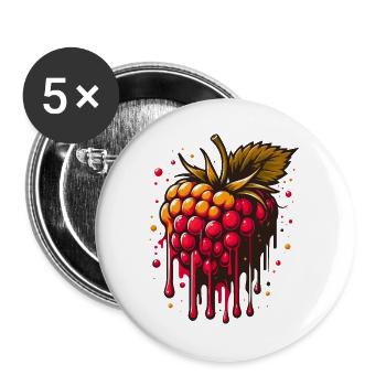 Zweifarbige tropfende Himbeere - Buttons groß 56 mm (5er Pack) - Weiß - Vorne