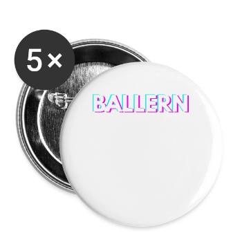 Ballern Techno Rave Raver - Buttons groß 56 mm (5er Pack) - Weiß - Vorne