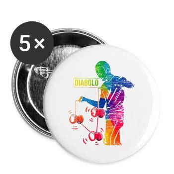 Geschickter Diabolo Zirkuskünstler - Buttons groß 56 mm (5er Pack) - Weiß - Vorne