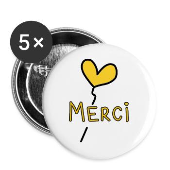 VIELEN DANK. DANKE. VIELEN DANK. JAHRESTAG. GEBURT. - Buttons groß 56 mm (5er Pack) - Weiß - Vorne