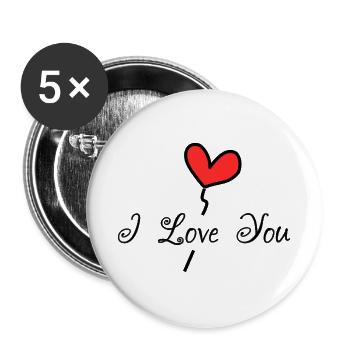 ICH LIEBE DICH. ICH LIEBE DICH. LIEBE. LIEBE. HEILIGER VALENTIN - Buttons groß 56 mm (5er Pack) - Weiß - Vorne