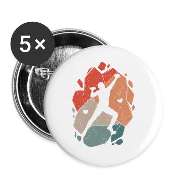 Klettern Bergsteiger Bouldern Boulder - Buttons groß 56 mm (5er Pack) - Weiß - Vorne