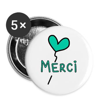 VIELEN DANK. DANKE. VIELEN DANK. JAHRESTAG. GEBURT. - Buttons groß 56 mm (5er Pack) - Weiß - Vorne