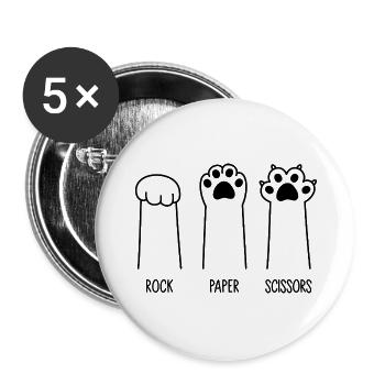 Rock Paper Scissors - Buttons large 2.2''/56 mm (5-pack) - white - Front