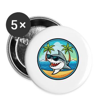 Shark Funny Cartoon Summer Beach Sunglasses Cool - Buttons large 2.2''/56 mm (5-pack) - white - Front