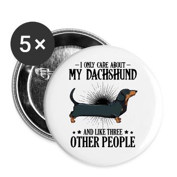 teckel - Lot de 5 grands badges (56 mm) - blanc - Devant