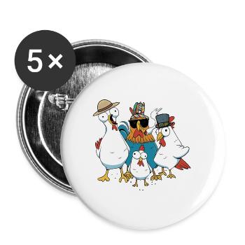 Lustige Hühner Wilder Westen Huhn Western witzig - Buttons groß 56 mm (5er Pack) - Weiß - Vorne