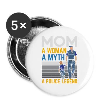 Mama Eine Frau Ein Mythos Eine Polizeilegende Rech - Buttons groß 56 mm (5er Pack) - Weiß - Vorne