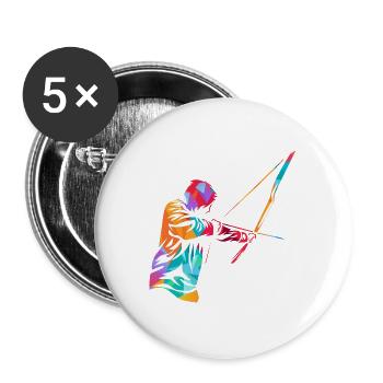 Zielsichere Bogenschützin Turnier - Buttons groß 56 mm (5er Pack) - Weiß - Vorne