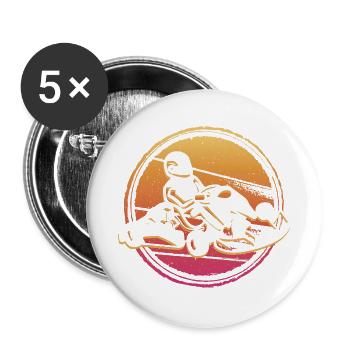 Motorsport Go-Kart Gokart Kartfahrer Go Kart - Buttons groß 56 mm (5er Pack) - Weiß - Vorne