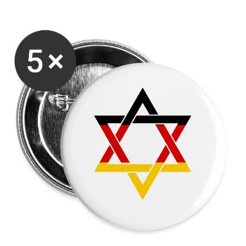 STOLZER DEUTSCHER JUDE Judentum Juden Menorah - Buttons groß 56 mm (5er Pack) - Weiß - Vorne