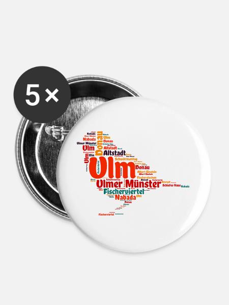 Ulmer Spatz - Buttons groß 56 mm (5er Pack) - Weiß