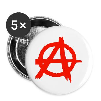 Anarchie Symbol Druck Grafik - Buttons groß 56 mm (5er Pack) - Weiß - Vorne