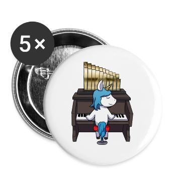 Einhorn Orgel - Buttons groß 56 mm (5er Pack) - Weiß - Vorne