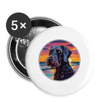 Riesenschnauzer Hunderasse Bunte Karikatur Waterco - Buttons groß 56 mm (5er Pack) - Weiß - Vorne