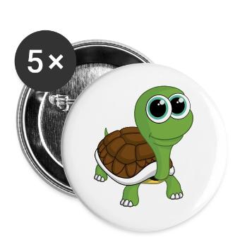 Comic Schildkröte - Buttons groß 56 mm (5er Pack) - Weiß - Vorne