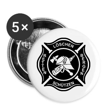 Feuerwehr Logo Kreuz 1A invertiert - Buttons groß 56 mm (5er Pack) - Weiß - Vorne