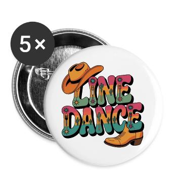 Line Dance mein Hobby - meine Passion - mein Ding - Buttons groß 56 mm (5er Pack) - Weiß - Vorne