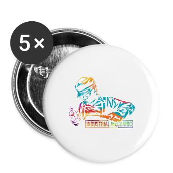 Flinker Industriemechaniker Wartungsteam - Buttons groß 56 mm (5er Pack) - Weiß - Vorne
