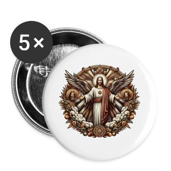 Jesus Christ Logo - Buttons large 2.2''/56 mm (5-pack) - white - Front