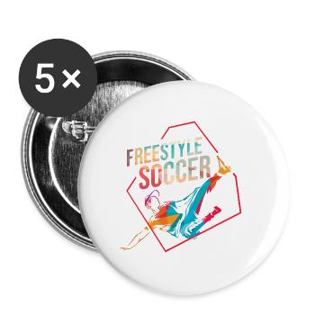 Rasanter Freestyle Ballzauber - Buttons groß 56 mm (5er Pack) - Weiß - Vorne