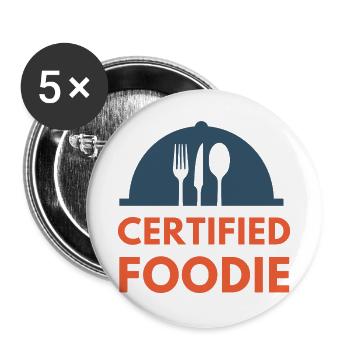 Food Lover Food Foodie certifié - Lot de 5 grands badges (56 mm) - blanc - Devant
