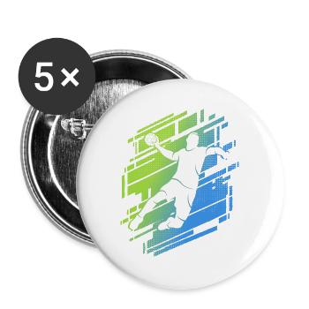 Handball Handballspieler Jungen Handballer - Buttons groß 56 mm (5er Pack) - Weiß - Vorne