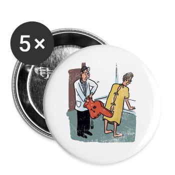 Umsichtiger Urologe Prostatacheck - Buttons groß 56 mm (5er Pack) - Weiß - Vorne