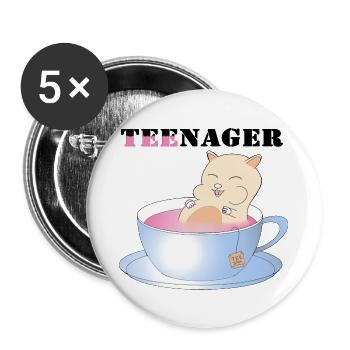 Teenager, Tee-Nager - Buttons groß 56 mm (5er Pack) - Weiß - Vorne