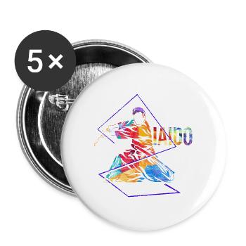 Besonnener Iaido Kata Wettkampf - Buttons groß 56 mm (5er Pack) - Weiß - Vorne