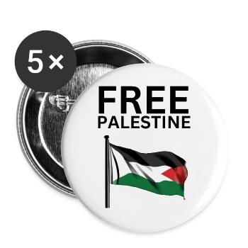 FREE Palestine flag | Gaza - Buttons groß 56 mm (5er Pack) - Weiß - Vorne