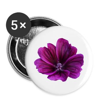 Malve violette Blüte - Buttons groß 56 mm (5er Pack) - Weiß - Vorne