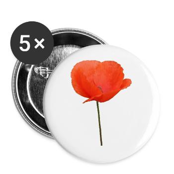 Mohnblume Mohn Klatschmohn - Buttons groß 56 mm (5er Pack) - Weiß - Vorne