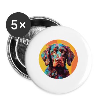 Pudelpointer Hunderasse Aquarell Illustration - Buttons groß 56 mm (5er Pack) - Weiß - Vorne