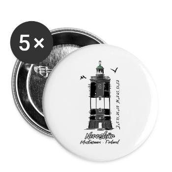 NORRSKÄR LEUCHTTURM Marine Textilien und Geschenke - Buttons groß 56 mm (5er Pack) - Weiß - Vorne