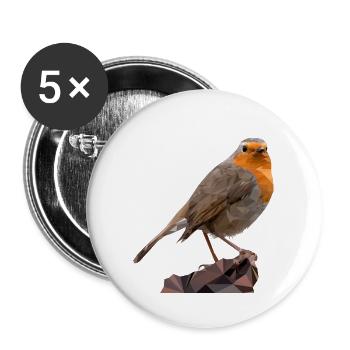 Rotkehlchen Design , Vogel des Jahres 2021 Polygon - Buttons groß 56 mm (5er Pack) - Weiß - Vorne
